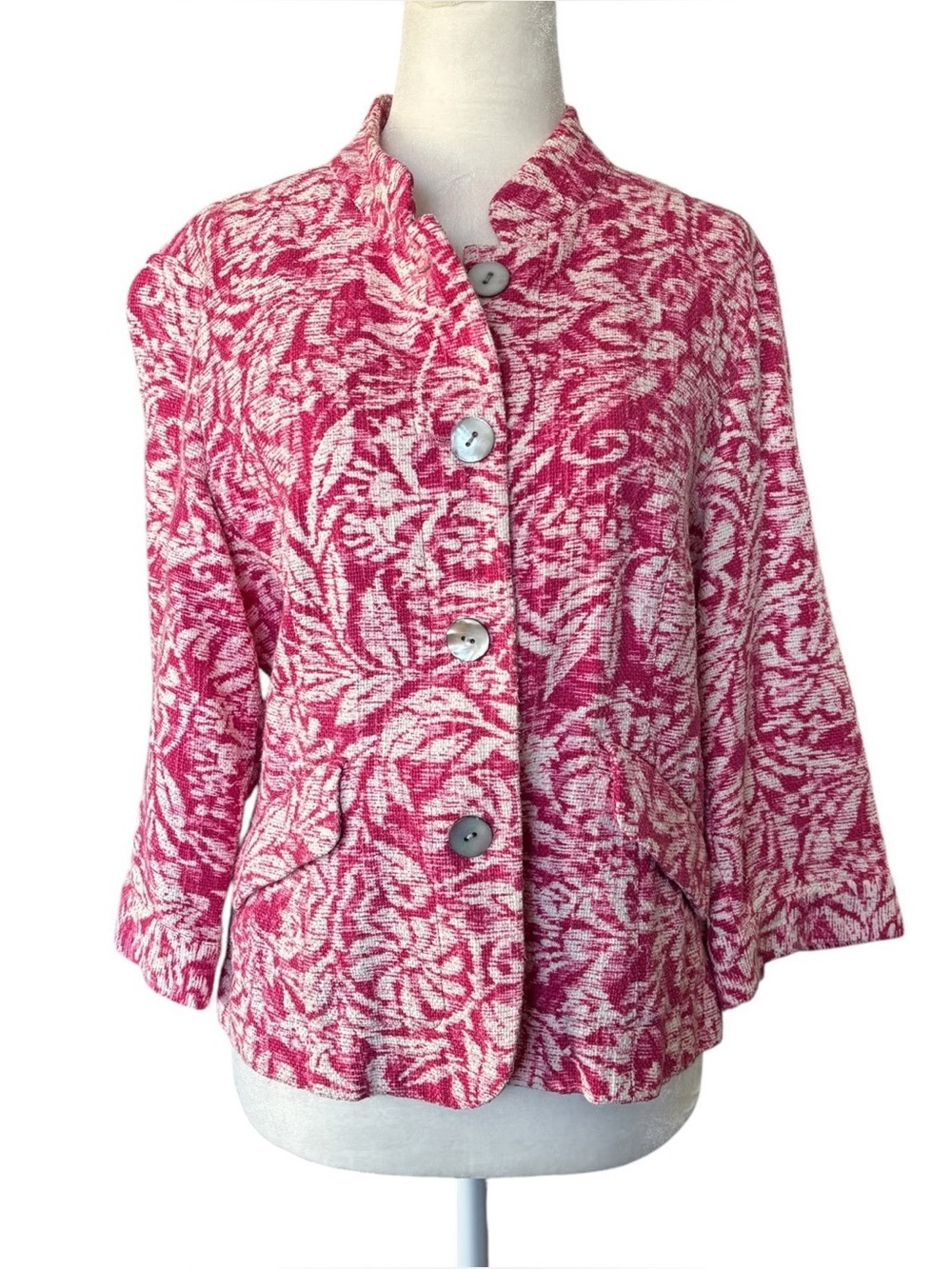 Coldwater Creek Pink & White Button Jacket